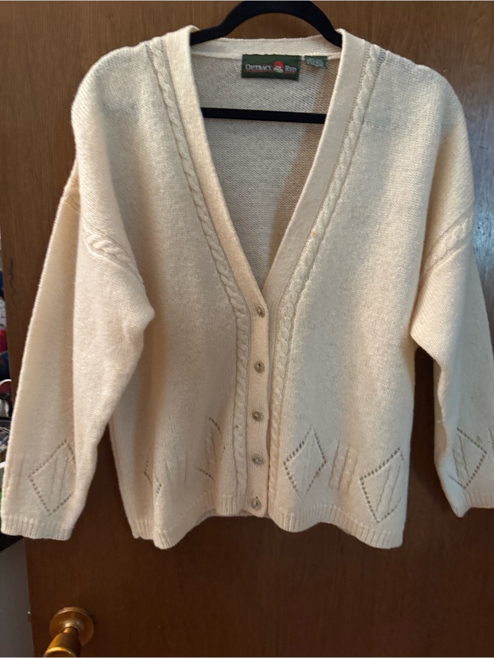 Outback Red Light Cream V-Neck Button Cardigan
